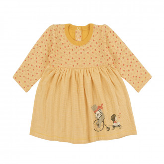 Бебешка памучна рокля в жълто 1