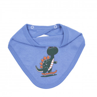 Бебешка двупластова бандана с динозавър в синьо