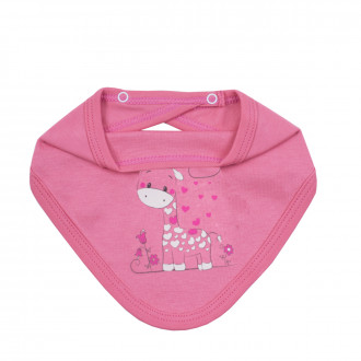 Бебешка двупластова бандана с жирафче в корал