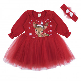 Бебешка коледна рокля с лента за глава 1