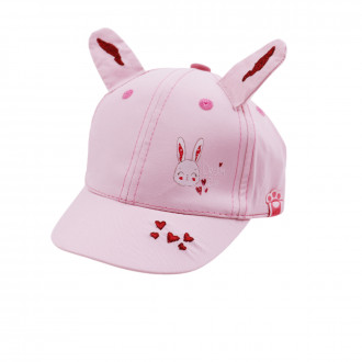 Бебешка лятна шапка с ушички в пудра
