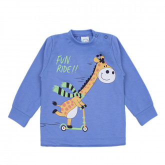 Бебешка памучна блуза "Fun ride" в синьо 1