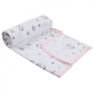 Бебешка памучна пелена "Little giraffe" с розово 90 х 80 см