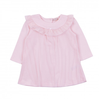 Бебешка рокля от фино плетиво и тюл в розово 1