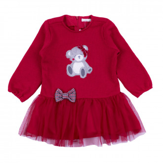Бебешка рокля от плетиво в червено 1