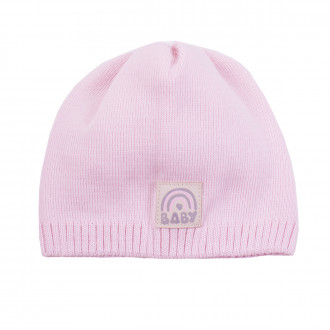 Бебешка шапка от фино плетиво в розово