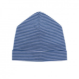 Бебешка трикотажна шапка на сини райета