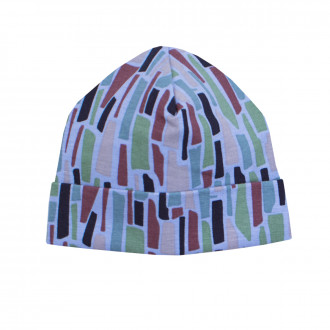 Бебешка трикотажна шапка в пъстър десен