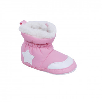Бебешки ботушки с топла подплата в розово