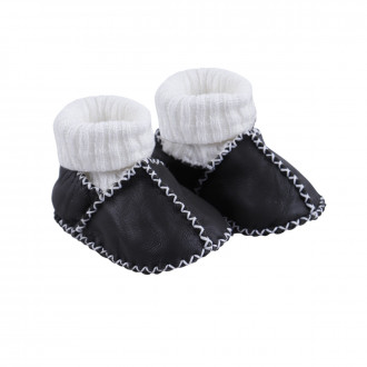 Бебешки буйки от естествена кожа в черно