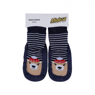 Бебешки чорапки с кожена подметка "Bear"