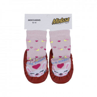 Бебешки чорапки с кожена подметка "Bunny"