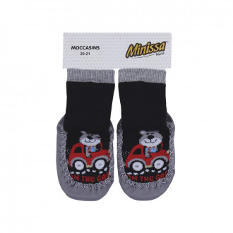 Бебешки чорапки с кожена подметка "Car"