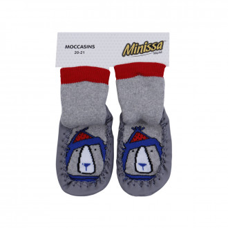 Бебешки чорапки с кожена подметка "Cute animal"