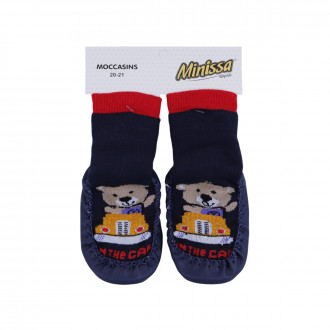 Бебешки чорапки с кожена подметка "In the car"