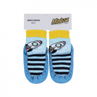 Бебешки чорапки с кожена подметка "Rockets"