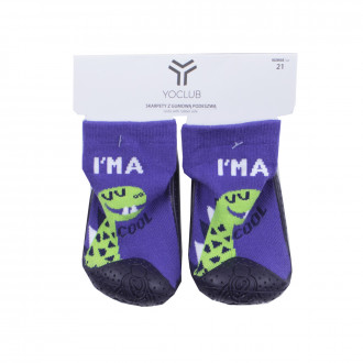 Бебешки чорапки със силиконова подметка "Дино" в синьо