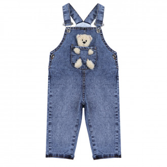 Бебешки дънков гащеризон с мече