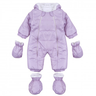 Лилав бебешки ескимос с ръкавички и терлички 
