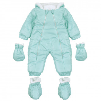 Бебешки ескимос с ръкавички и терлички в мента