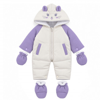 Бебешки ескимос с ръкавички и терлички "Cat" в лилаво