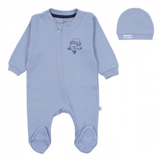 Бебешки гащеризон и шапка в синьо 1