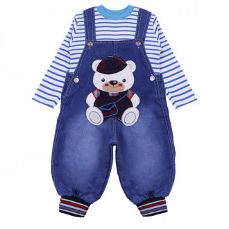 Бебешки дънков гащеризон с блуза 