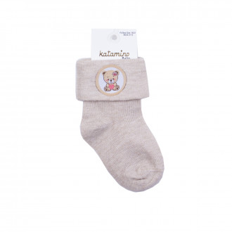 Бебешки къси чорапи "Bear" в бежово