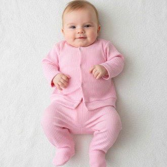 Бебешки памучен комплект "Happy day" в розово