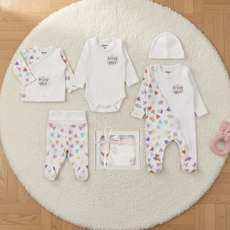 Бебешки комплект за новородено от 5 части ''Happy girl''