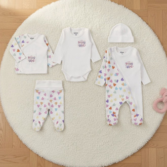 Бебешки комплект за новородено от 5 части ''Happy girl''