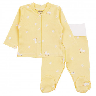 Бебешки памучен комплект в жълто