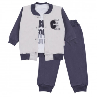 Бебешки комплект от 3 части "Cool" в гълъбово синьо