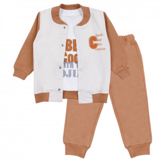 Бебешки комплект от 3 части "Cool" в млечно кафяво