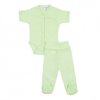 Бебешки памучен комплект в зелено 1
