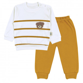 Бебешки комплект в екрю и горчица "Bear"