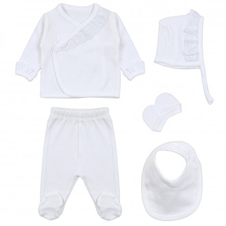 Бебешки комплект от 5 части с дантела