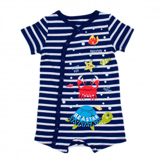 Бебешки летен гащеризон в тъмносиньо и бяло 1