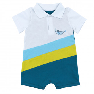 Бебешки летен ромпър "Fish" в петролено синьо