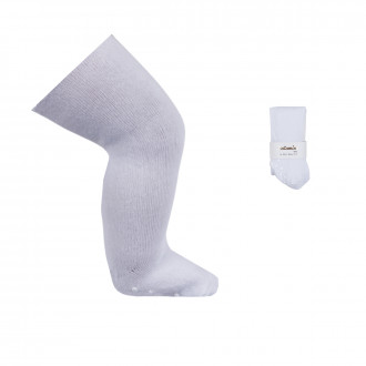 Бебешки памучен чорапогащник със силиконови стъпки в бяло