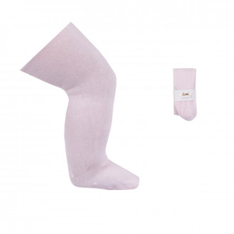 Бебешки памучен чорапогащник със силиконови стъпки в пудра