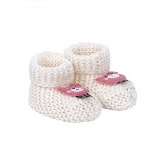 Бебешки плетени терлички "Мечо" в екрю и розово