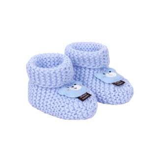 Бебешки плетени терлички "Мечо" в синьо