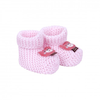Бебешки плетени терлички "Мечо" в светлорозово