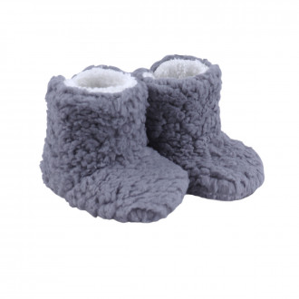 Детски пухени пантофки в сиво