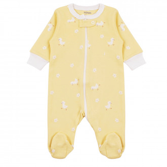 Бебешки памучен ромпър с цип в жълто