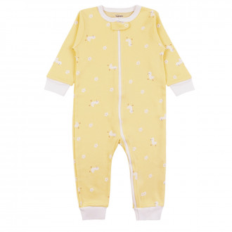 Бебешки ромпър с цип и открити крачета в жълто