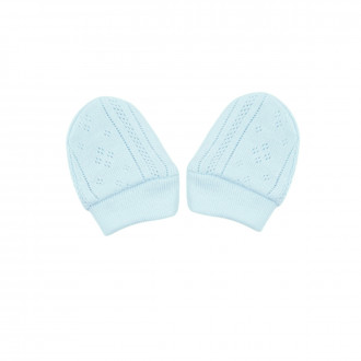 Бебешки ръкавички от памучен ажур в синьо