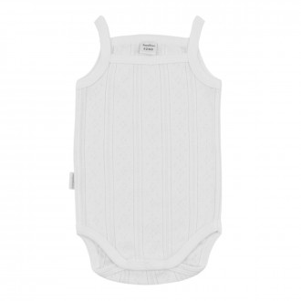 Бебешко ажурено боди-потник с тънки презрамки в екрю