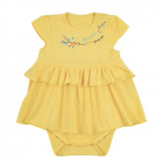 Бебешко боди-рокля в жълто 1